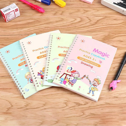 ❗ SANKMAGIC™ - SET DE 4 LIBROS DE CALIGRAFÍA CON TINTA MÁGICA REUTILIZABLE PARA NIÑOS❗